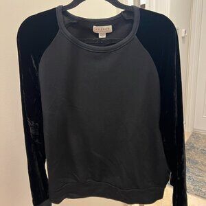 Velvet Graham & Spencer Raglan Velvet Sleeves Pullover Sweatshirt Black Size S